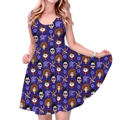 Pixar Dress, Women's Skater Dress, Adult Theme Park Outfit, Disney Halloween Dress, Day of the Dead, Miguel Héctor Imelda Dante Pepita