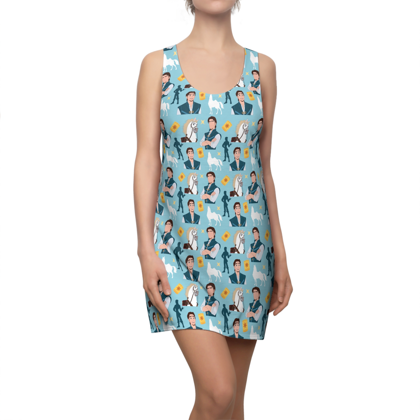Disney Dress, Disney Prince Pattern Blue Outfit, Flynn Rider Maximus Horse Women's Dress, Tangled Dress, Disney Magic Kingdom Adult Outfits