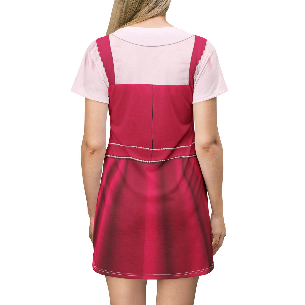 Princess Pink Short Sleeve Dress, Descendants 5, Wicked Wonderland Costume, Musical Fantasy Cosplay, Pink Hearts of Wonderland, Auradon