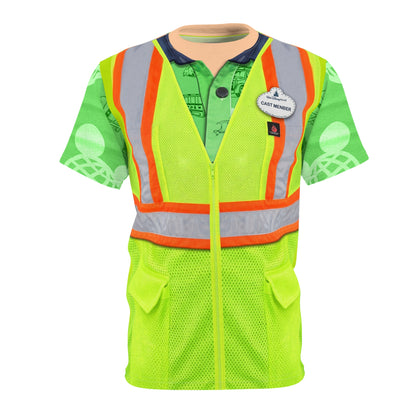 Disney Parking Green Vest Shirt, Disney Cast Member Costume