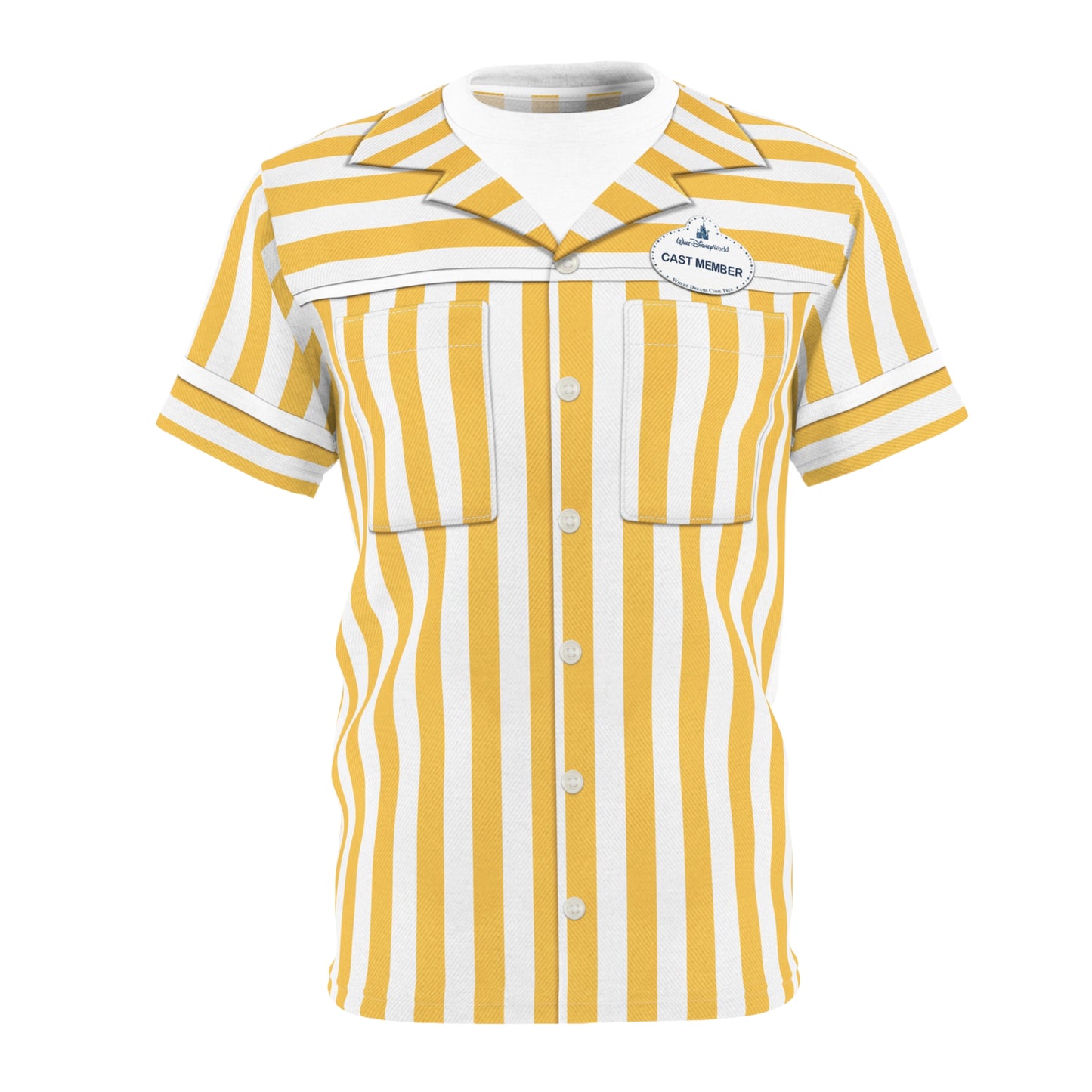 Disney Parking Cast Member Yellow Strip Shirt, Disney Cast Member Costume