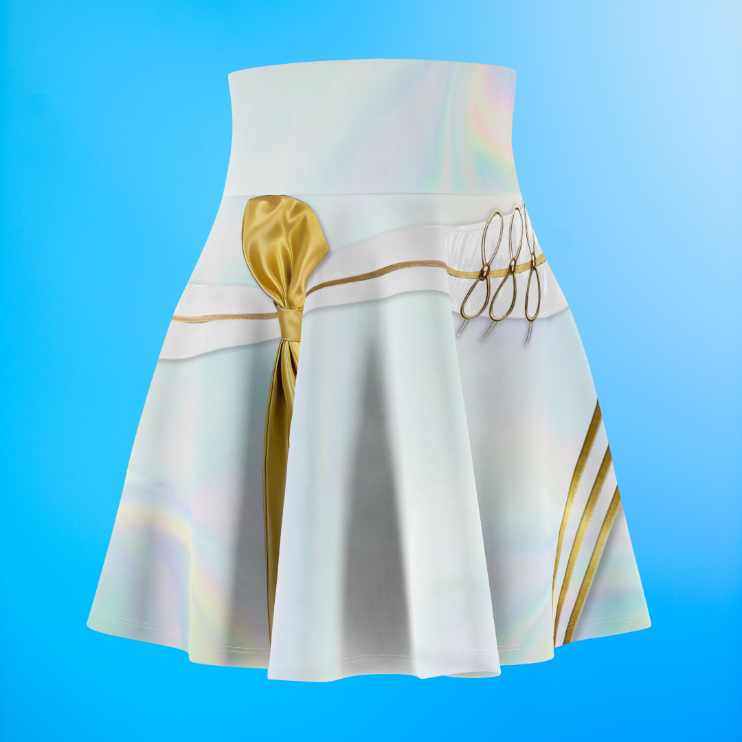 Korean Girl Group White Golden Skirt, Kpop IdoI Girl Group Inspired Cosplay Costume