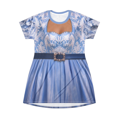 Queen Cinderella's Blue Short Sleeve Dress, Descendants 5 Costume, Wicked Wonderland Musical Fantasy Outfit, Disney Cosplay Costume