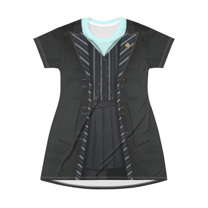 Elphaba Black Striped Shiz Uniform 2 Short Sleeve Dress, Wicked Character Inspired Costume