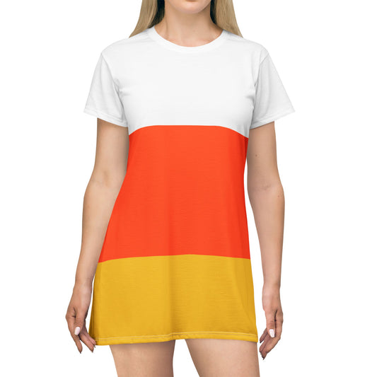 Candy Corn Short Sleeve Dress, Halloween Costume