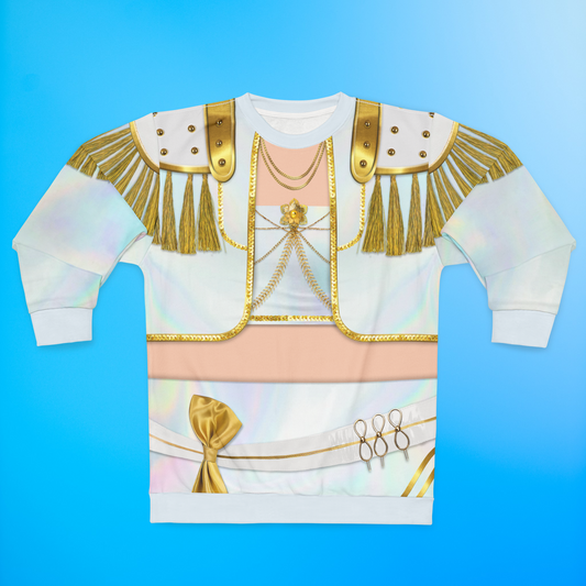 Korean Girl Group White Golden Long Sleeve Shirt, Kpop IdoI Girl Group Inspired Cosplay Costume