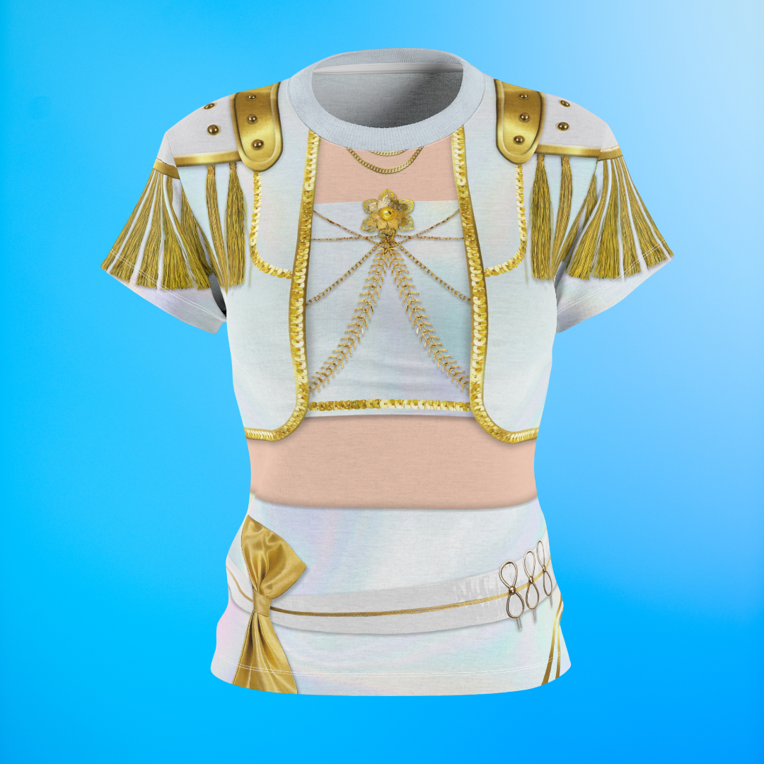 Korean Girl Group White Golden Women's Shirt, Kpop IdoI Girl Group Inspired Cosplay Costume