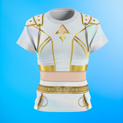 K-Pop White Golden Women's Shirt, Kpop IdoI Girl Group Inspired Cosplay Costume