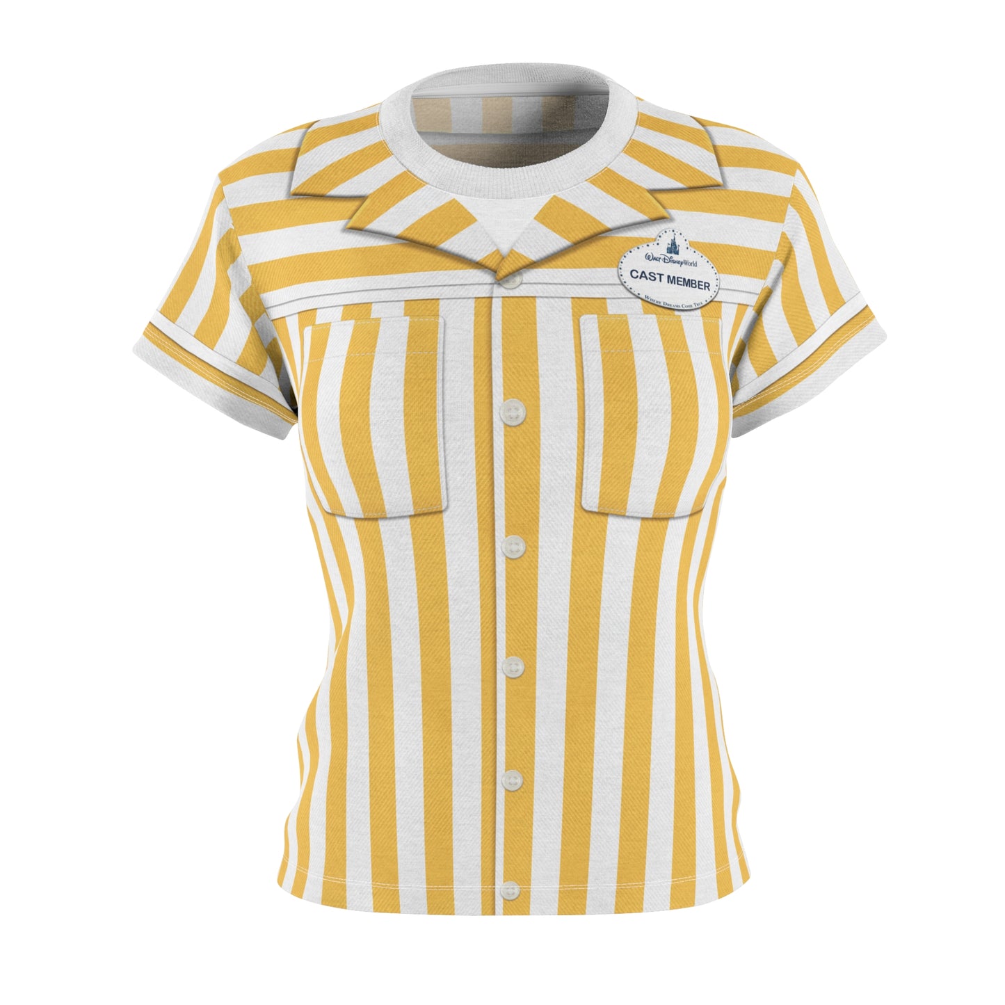 Disney Parking Cast Member Yellow Strip Shirt, Disney Cast Member Costume