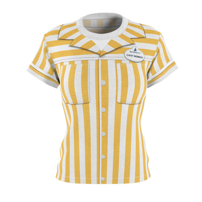 Disney Parking Cast Member Yellow Strip Shirt, Disney Cast Member Costume