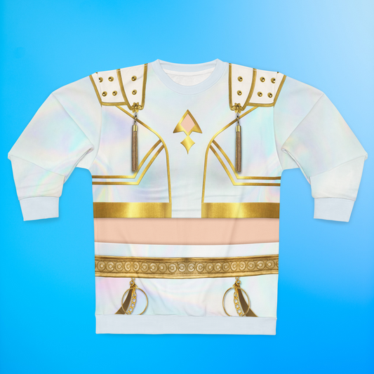 K-Pop White Golden Long Sleeve Cosplay, Kpop IdoI Girl Group Inspired Cosplay Costume