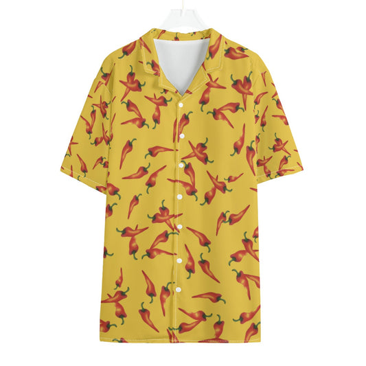 Gonzo Button Up Shirt, Yellow & Red Chili Pepper Hawaii Pattern, The Puppet Show Inspired Cosplay, Hawaiian Costume, Aloha Beach Outfits