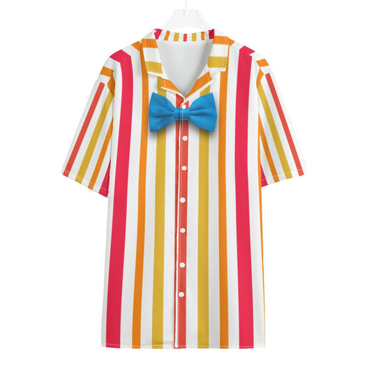 Bert Mary Poppins Button Up Shirt, Retro Vertical Stripe Pattern, Vintage Musical Inspired Cosplay, Movie Characters Costume, Beach Outfits
