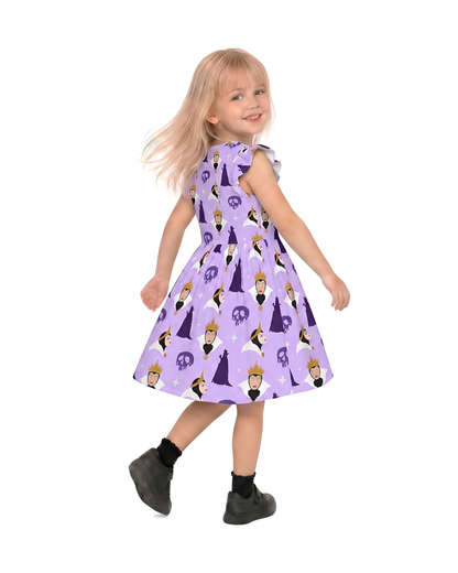 Evil Queen Girls Ruffle Dress, Evil Queen Poison Apple Pattern Costume