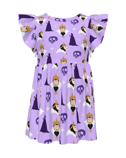 Evil Queen Girls Ruffle Dress, Evil Queen Poison Apple Pattern Costume