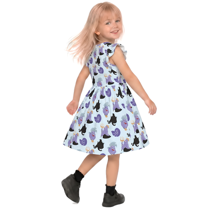 Ursula Girls Ruffle Dress, The Little Mermaid Ursula Villain Pattern Costume