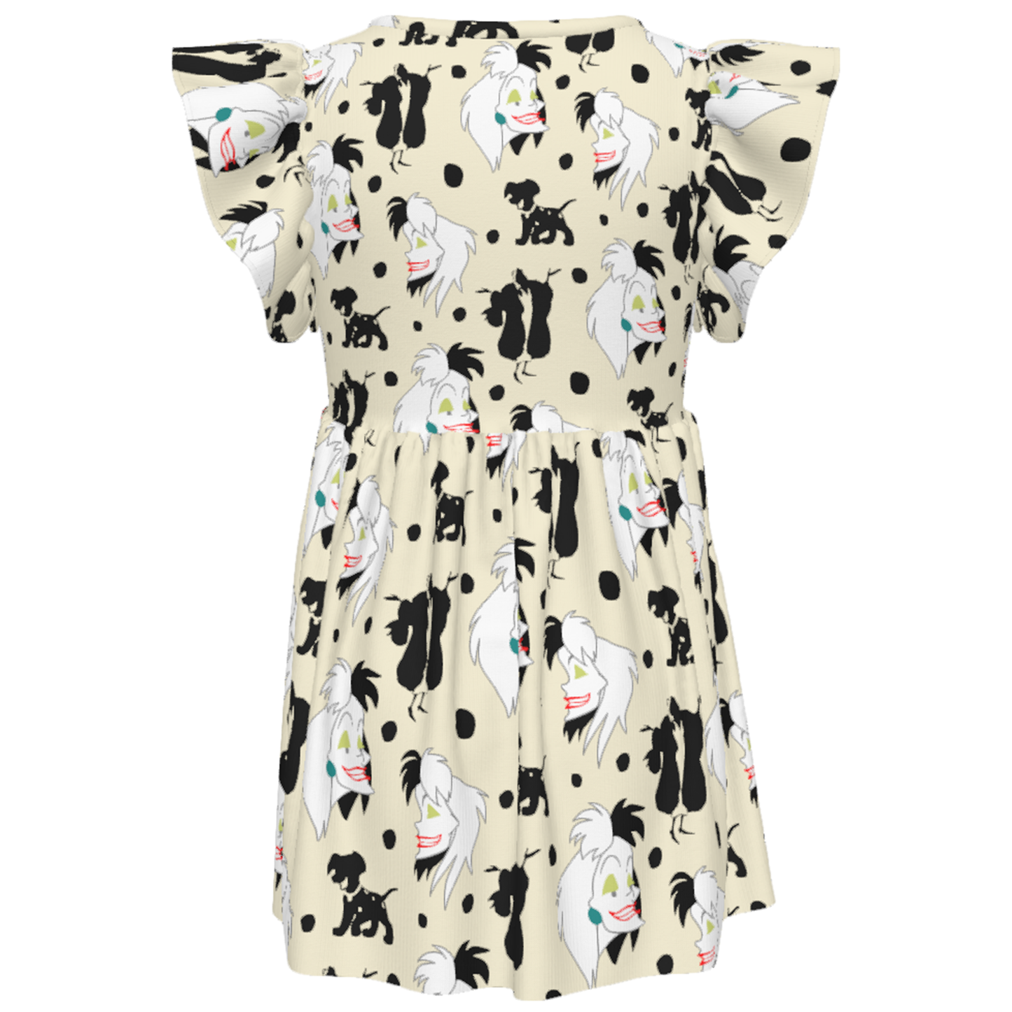 Cruella Girls Ruffle Dress, 101 Dalmatians Villain Pattern Costume