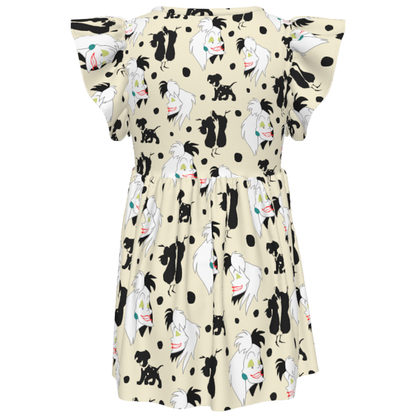 Cruella Girls Ruffle Dress, 101 Dalmatians Villain Pattern Costume