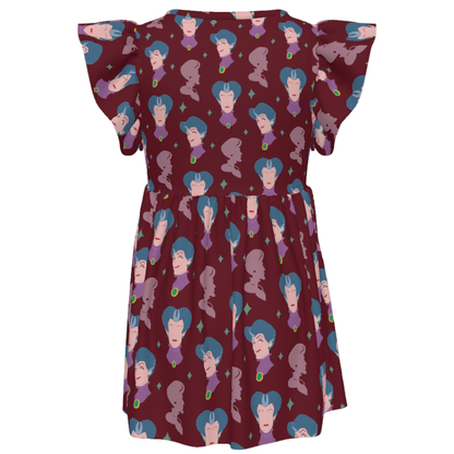 Lady Tremaine Girls Ruffle Dress, Cinderella Villain Pattern Costume