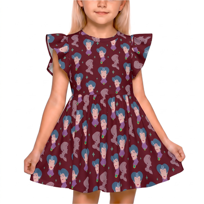 Lady Tremaine Girls Ruffle Dress, Cinderella Villain Pattern Costume