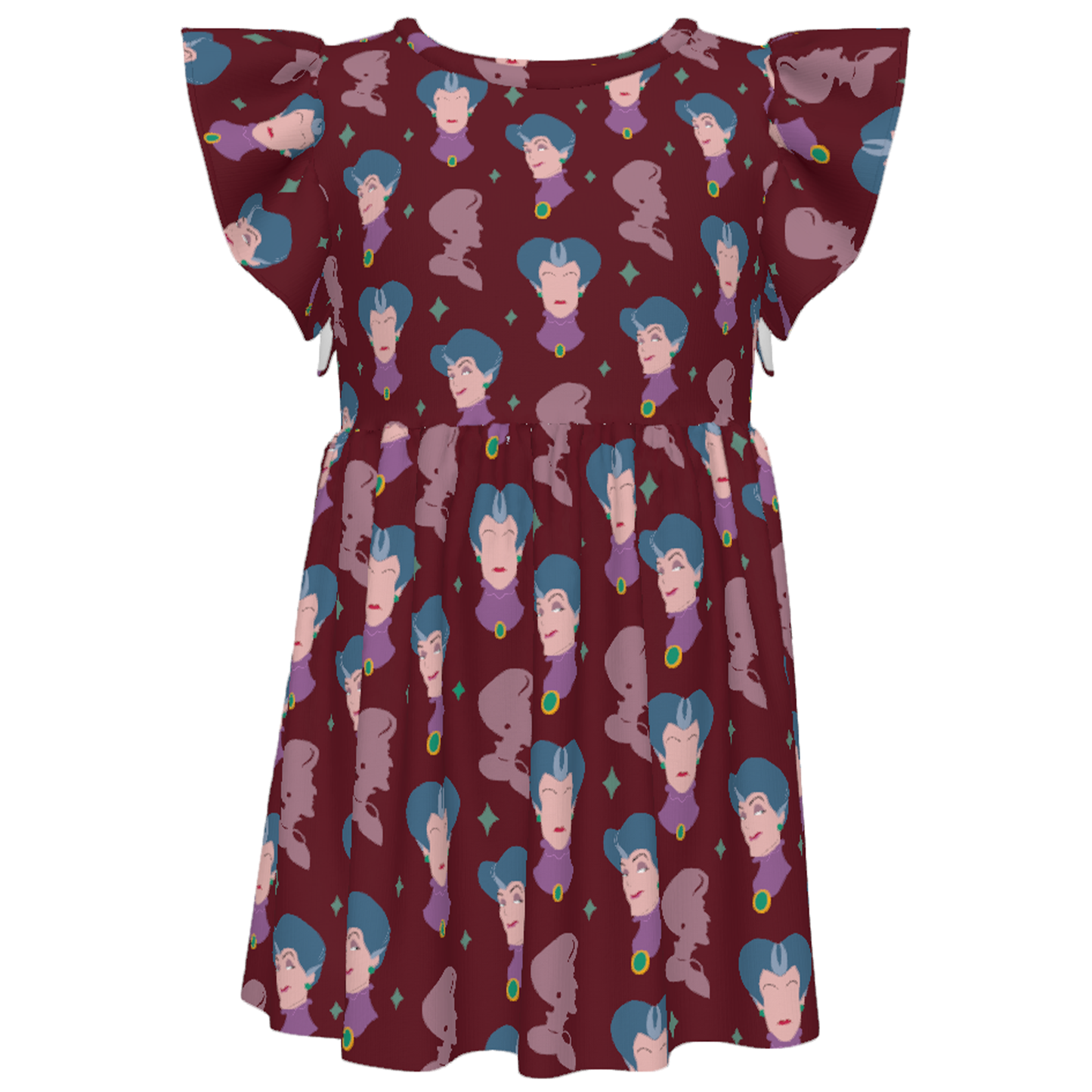 Lady Tremaine Girls Ruffle Dress, Cinderella Villain Pattern Costume