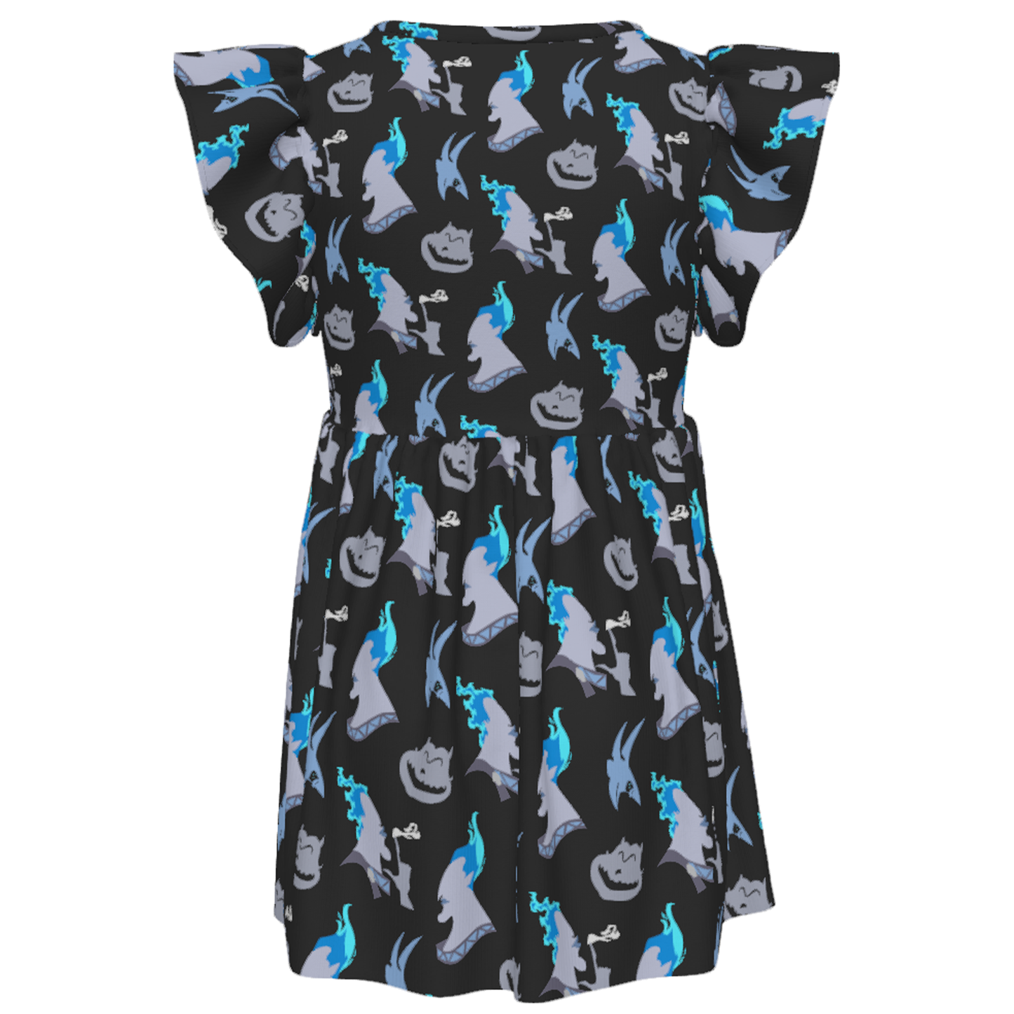 Hades Pain and Panic Girls Ruffle Dress, Hercules Villain Pattern Costume