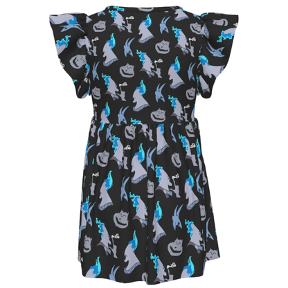 Hades Pain and Panic Girls Ruffle Dress, Hercules Villain Pattern Costume