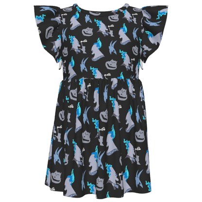 Hades Pain and Panic Girls Ruffle Dress, Hercules Villain Pattern Costume