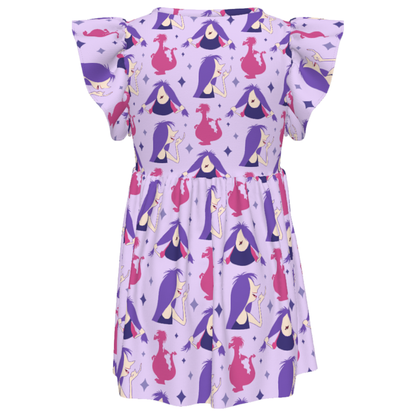 Madam Mim Girls Ruffle Dress, The Sword in the Stone Villain Pattern Costume