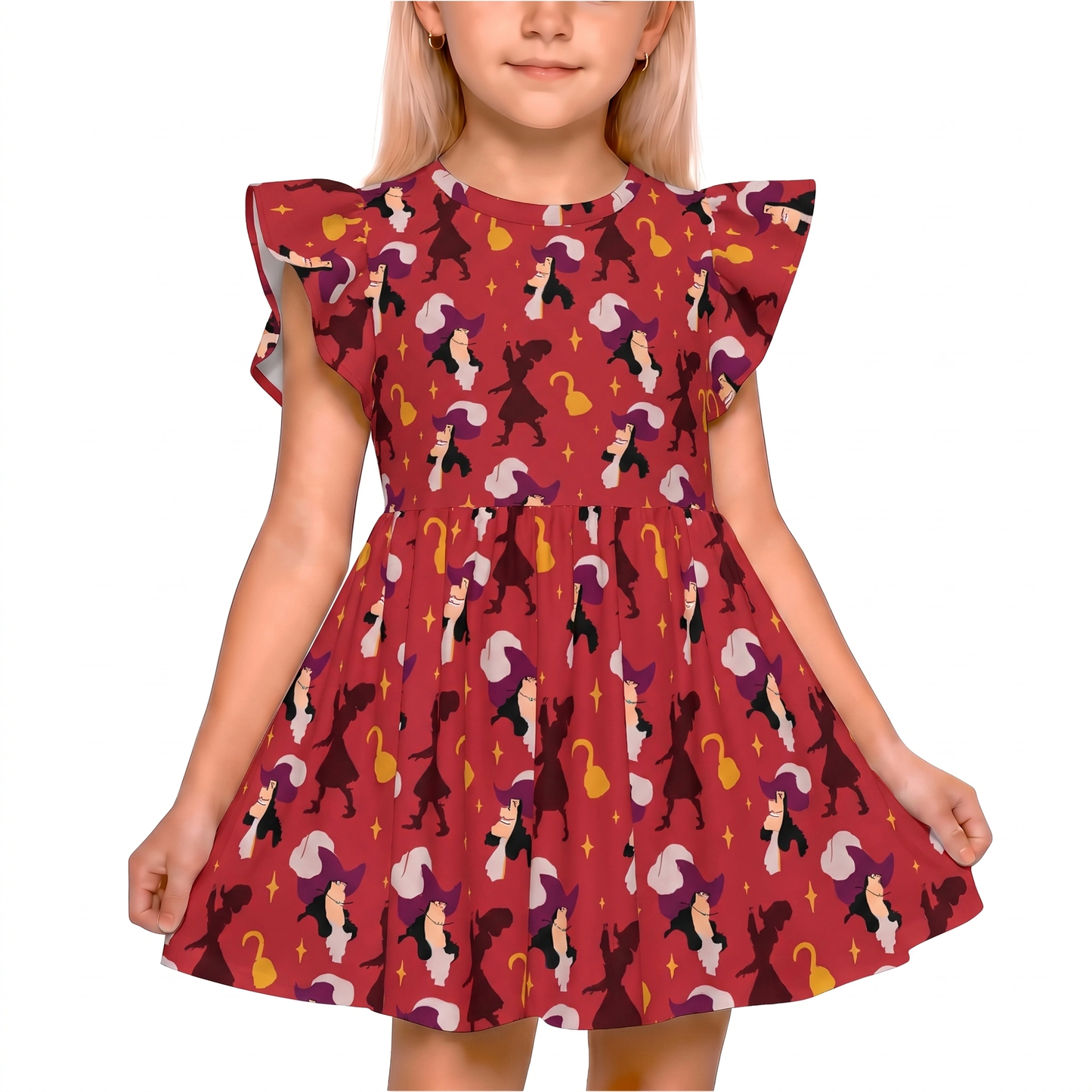 Disney Villain Girl Twirl Dress, Captain Hook Peter Pan Villains, Kids Ruffle Dress, Toddler Outfit, Disney World Cruise Pirate Outfits