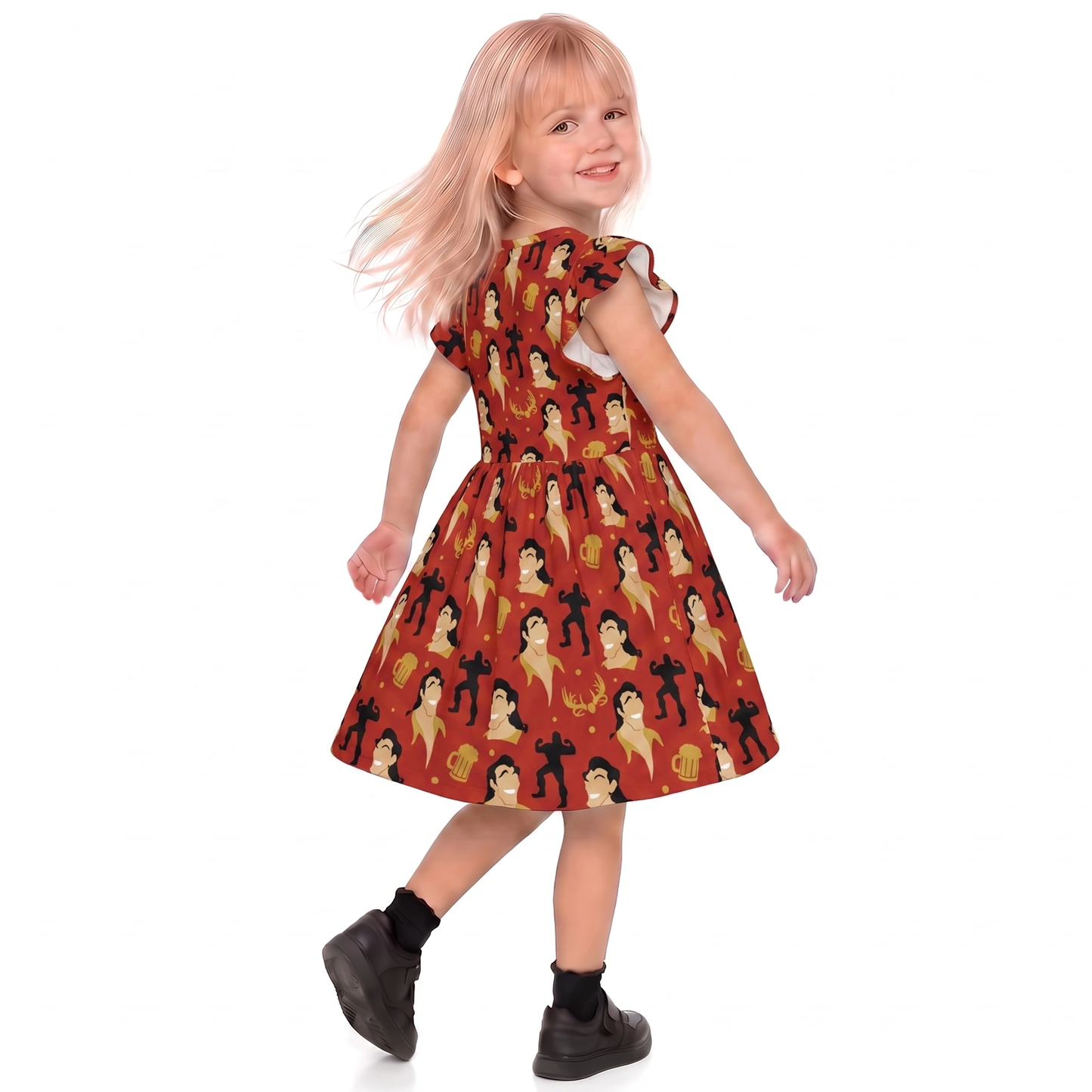 Disney Villain Girl Twirl Dress, Gaston Beauty and the Beast Villains, Kids Ruffle Dress, Toddler Outfit, Disney World Cruise Outfits