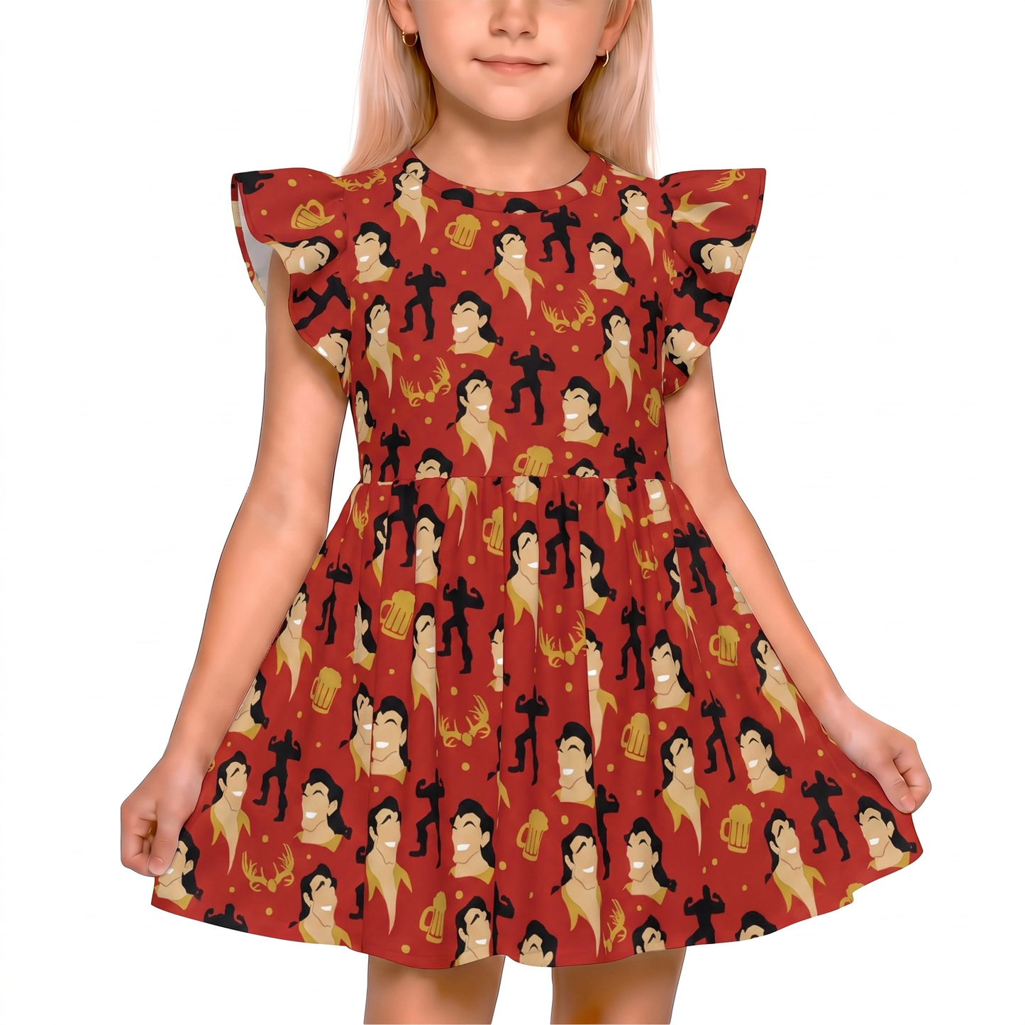 Disney Villain Girl Twirl Dress, Gaston Beauty and the Beast Villains, Kids Ruffle Dress, Toddler Outfit, Disney World Cruise Outfits