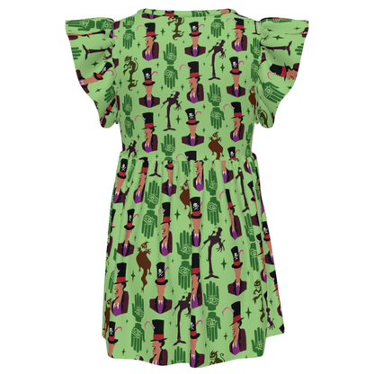 Magical Park Day Twirl Dress, Dr. Facilier The Princess and the Frog Villain Pattern, Kids Ruffle Dress, Toddler Outfit, Birthday Gift