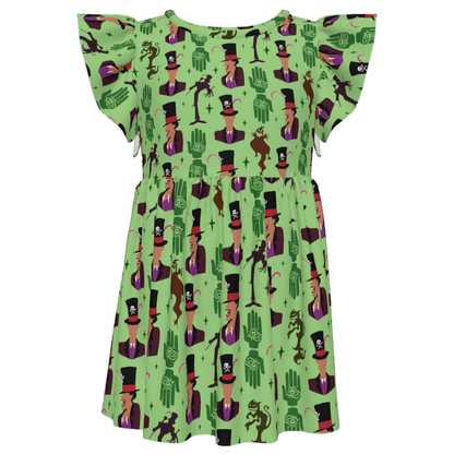 Magical Park Day Twirl Dress, Dr. Facilier The Princess and the Frog Villain Pattern, Kids Ruffle Dress, Toddler Outfit, Birthday Gift