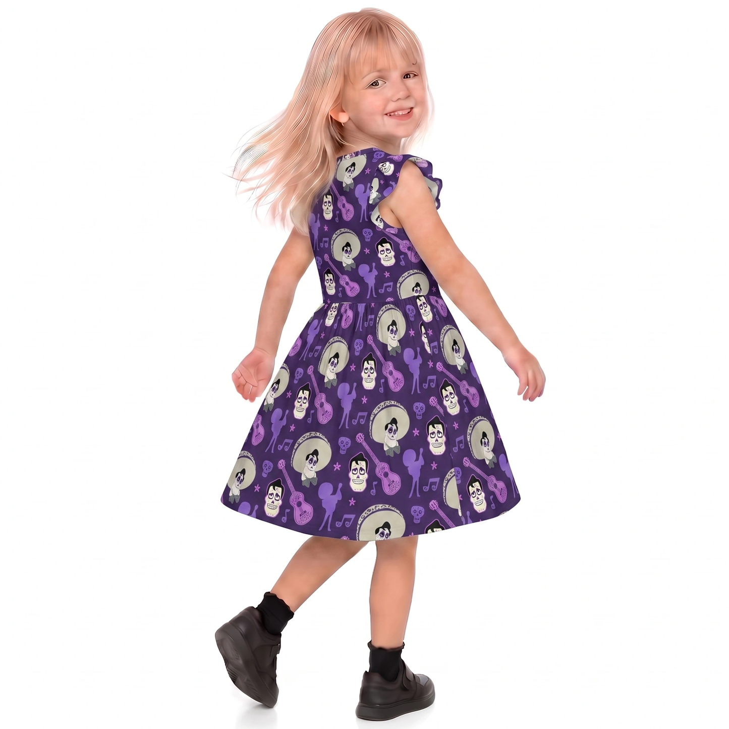 Disney Dress, Pixar Girl Outfit, Kids Ruffle Dress, Toddler Outfit, Girls Coco Dress, Ernesto de la Cruz Dress, Day of the Dead, Sugar Skull