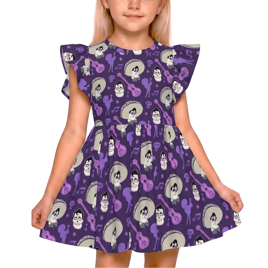 Disney Dress, Pixar Girl Outfit, Kids Ruffle Dress, Toddler Outfit, Girls Coco Dress, Ernesto de la Cruz Dress, Day of the Dead, Sugar Skull