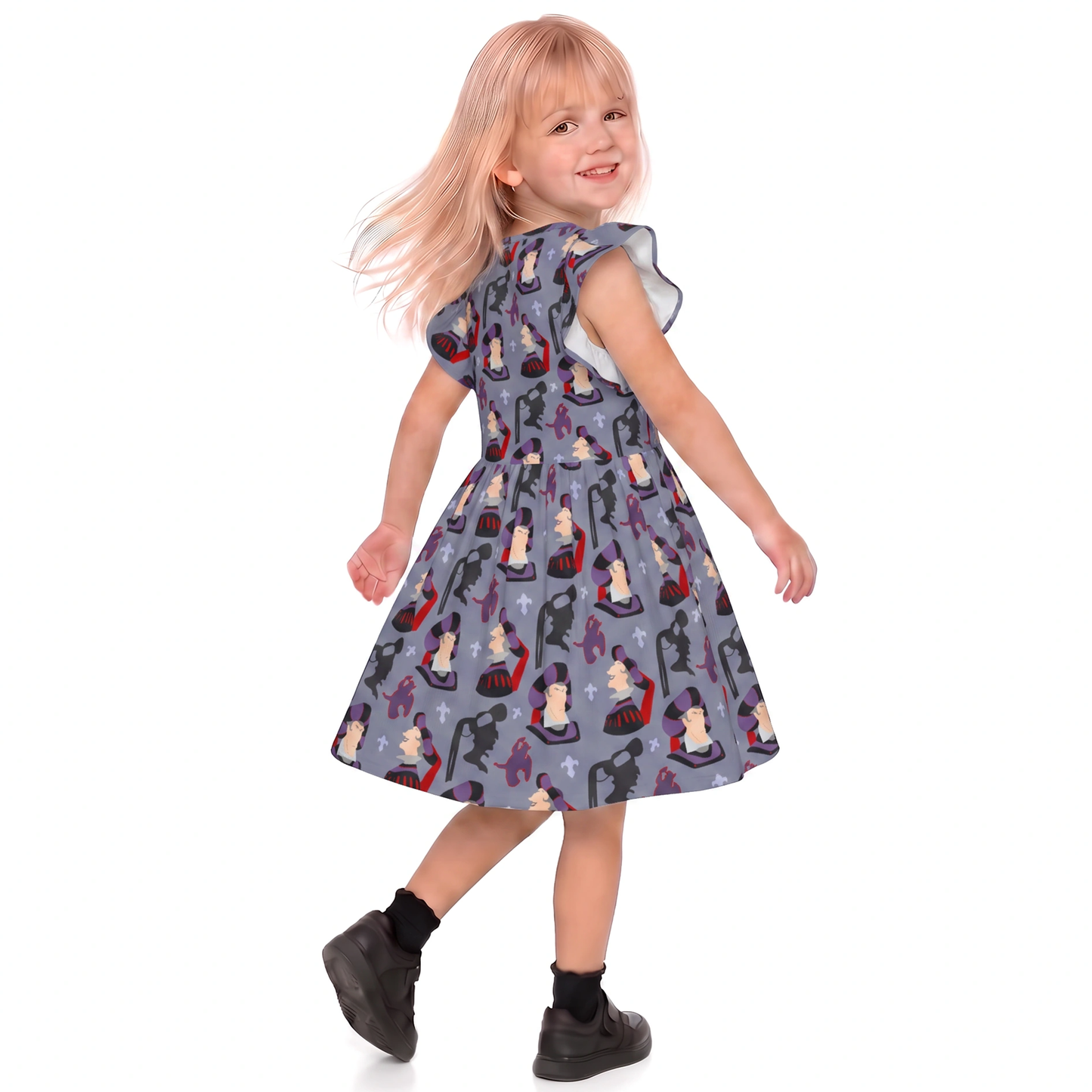 Disney Dress, Girl Outfit, Kids Ruffle Dress, Toddler Outfit, The Hunchback of Notre Dame Costume, Claude Frollo Dress, Disney Villain