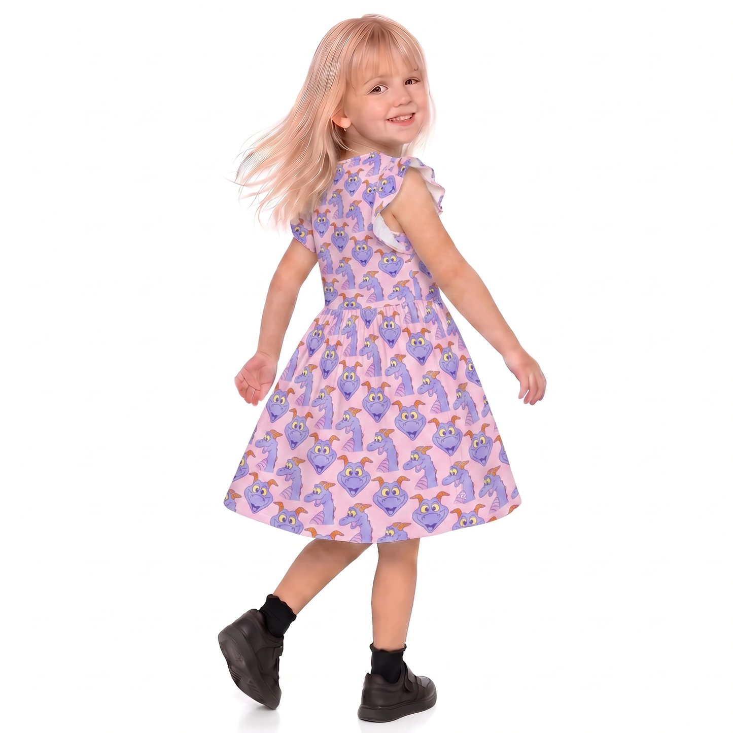 Disney Girls Ruffle Dress, Kids Outfits, Toddler Twirl Dress, Epcot Figment Purple Dragon Dress, One Little Spark, Figment of Imagination