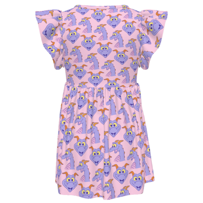 Disney Girls Ruffle Dress, Kids Outfits, Toddler Twirl Dress, Epcot Figment Purple Dragon Dress, One Little Spark, Figment of Imagination