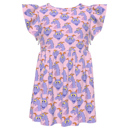 Disney Girls Ruffle Dress, Kids Outfits, Toddler Twirl Dress, Epcot Figment Purple Dragon Dress, One Little Spark, Figment of Imagination