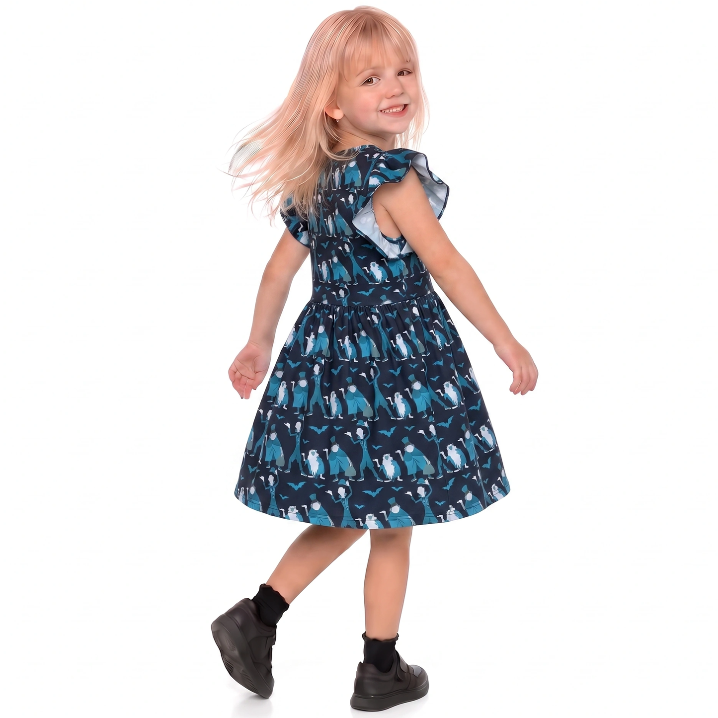 Disney Halloween Dress, Kids Twirl Dress, Girls Ruffle Dress, Hitchhiking Ghosts Dress, The Haunted Mansion Dress, Ezra, Gus, and Phineas