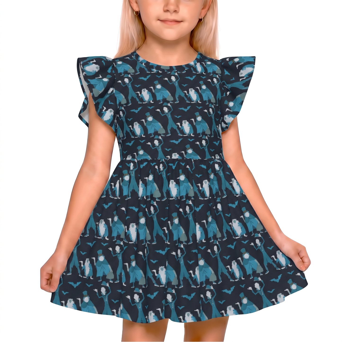 Disney Halloween Dress, Kids Twirl Dress, Girls Ruffle Dress, Hitchhiking Ghosts Dress, The Haunted Mansion Dress, Ezra, Gus, and Phineas