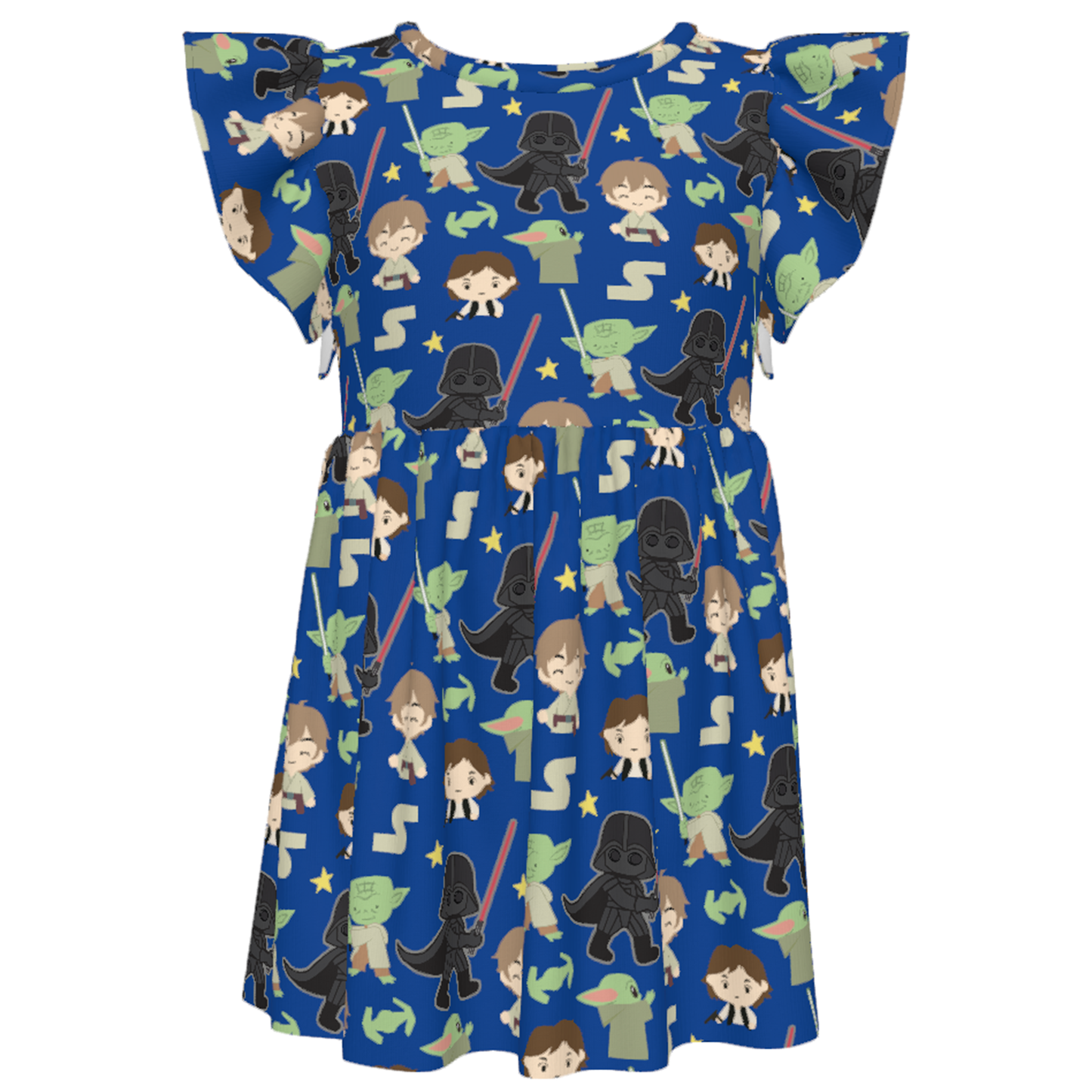 Disney Dress, Star Wars Outfit, Kids Twirl Dress, Girls Ruffle Dress, Luke Skywalker, Han Sol, Grogu, Yoda, Darth Vader, Star Wars Dress