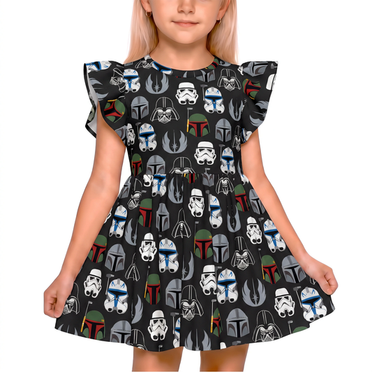 Disney Dress, Star Wars Outfit, Kids Twirl Dress, Girls Ruffle Dress, Star Wars Dress, Boba Fett, Captain Rex, Stormtrooper, Din Djarin