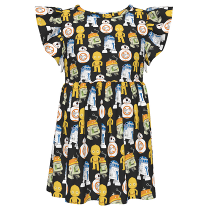 Disney Dress, Star Wars Robots, Kids Twirl Dress, Girls Ruffle Dress, Star Wars Dress, C1-10P, BB-8, R2-D2, C-3PO Dress, Disney Cosplay