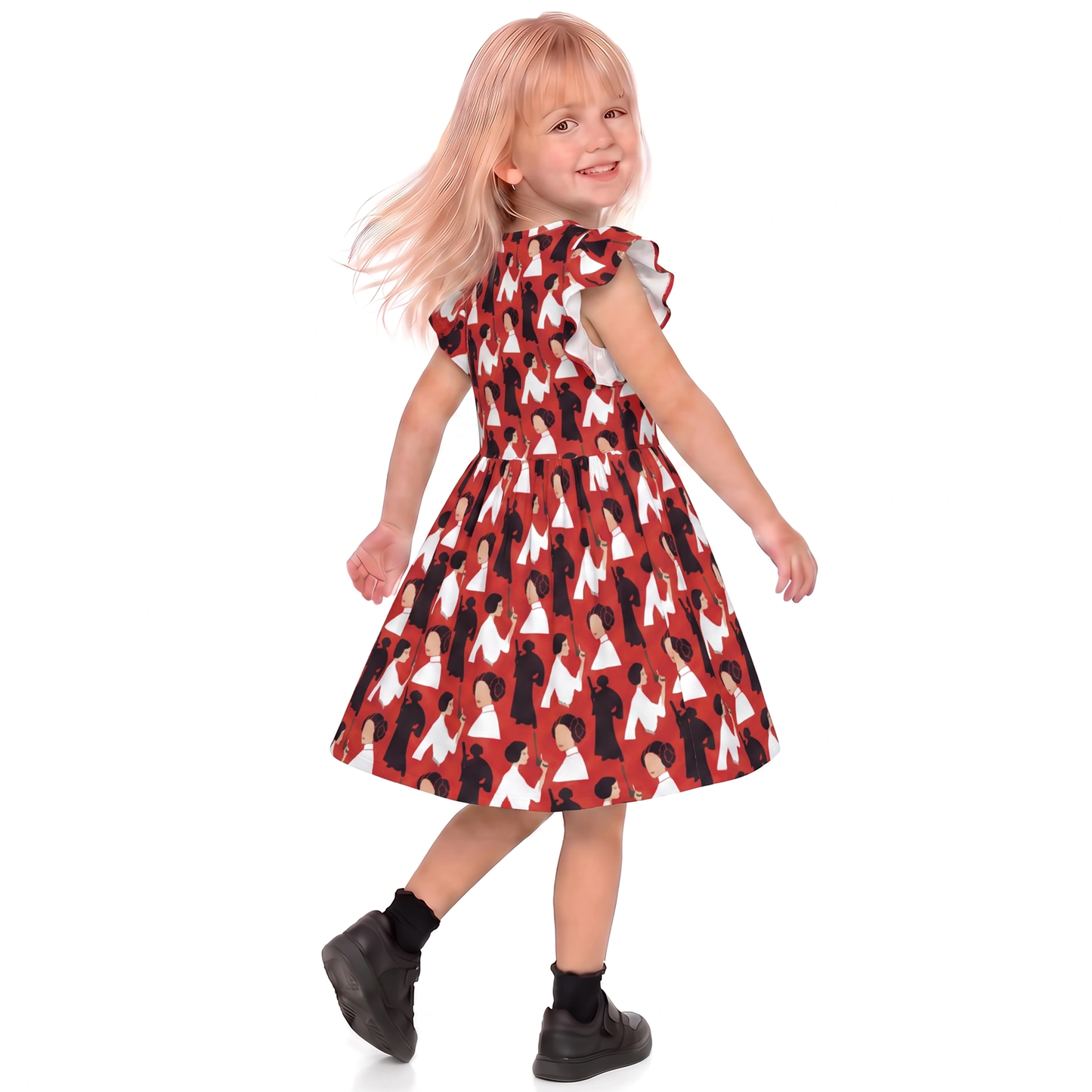 Disney Dress, Kids Twirl Dress, Girls Ruffle Dress, Star Wars Dress, Leia Skywalker Organa Solo Dress, Sci-Fi Fan Gift, Costume Cosplay