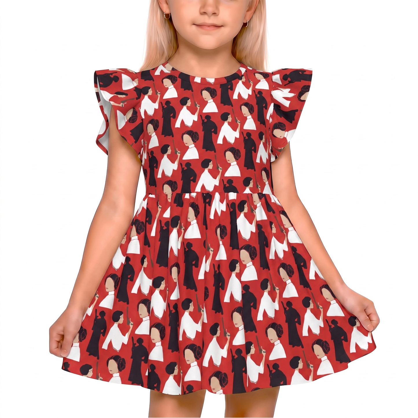 Disney Dress, Kids Twirl Dress, Girls Ruffle Dress, Star Wars Dress, Leia Skywalker Organa Solo Dress, Sci-Fi Fan Gift, Costume Cosplay