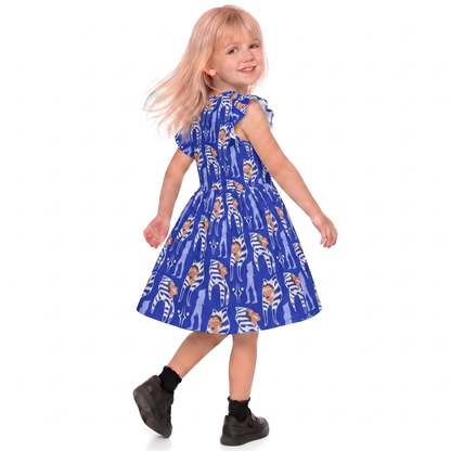 Disney Dress, Kids Twirl Dress, Girls Ruffle Dress, Star Wars Dress, Ahsoka Tano Dress, Sci-Fi Fan Gift, The Clone Wars Costume Cosplay