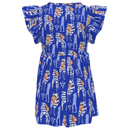 Disney Dress, Kids Twirl Dress, Girls Ruffle Dress, Star Wars Dress, Ahsoka Tano Dress, Sci-Fi Fan Gift, The Clone Wars Costume Cosplay