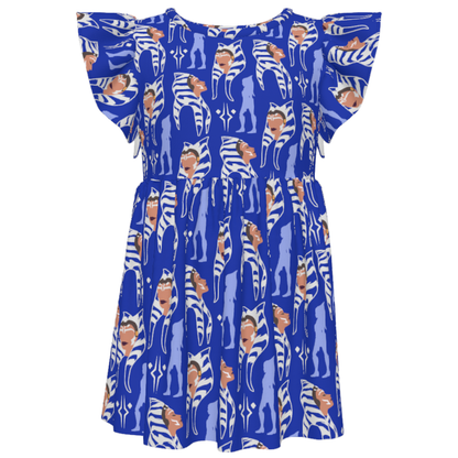 Disney Dress, Kids Twirl Dress, Girls Ruffle Dress, Star Wars Dress, Ahsoka Tano Dress, Sci-Fi Fan Gift, The Clone Wars Costume Cosplay